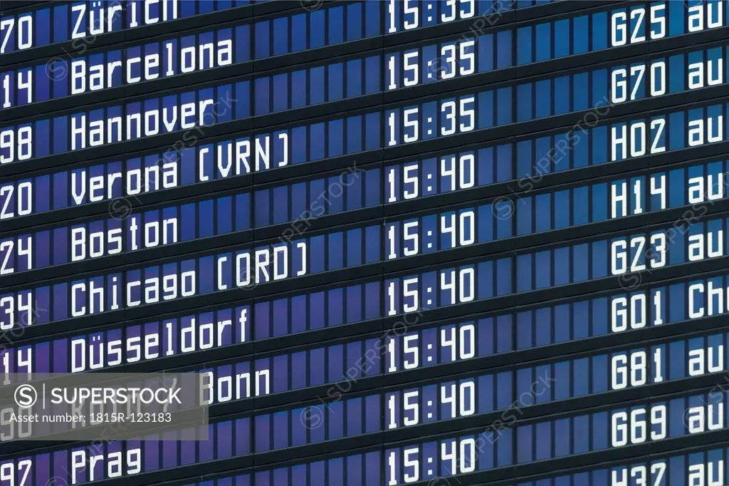 Germany, Arrival departure board at airport