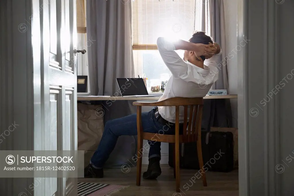 Man having a break at his home office