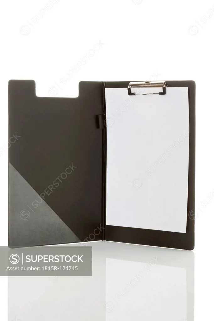 Clipboard on white background, close up
