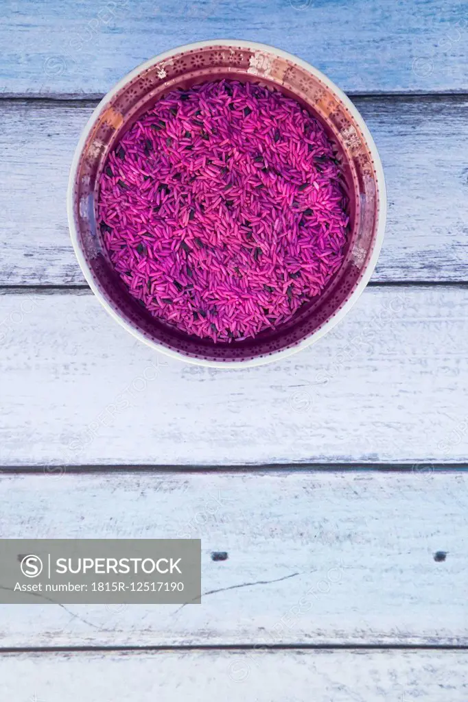 Pink organic basmati rice in bowl