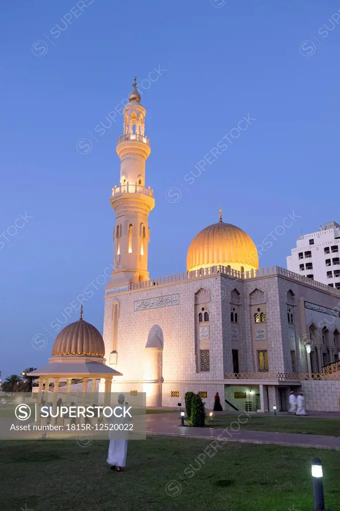 Oman, Muscat, Al Zawawi Mosque at blue hour