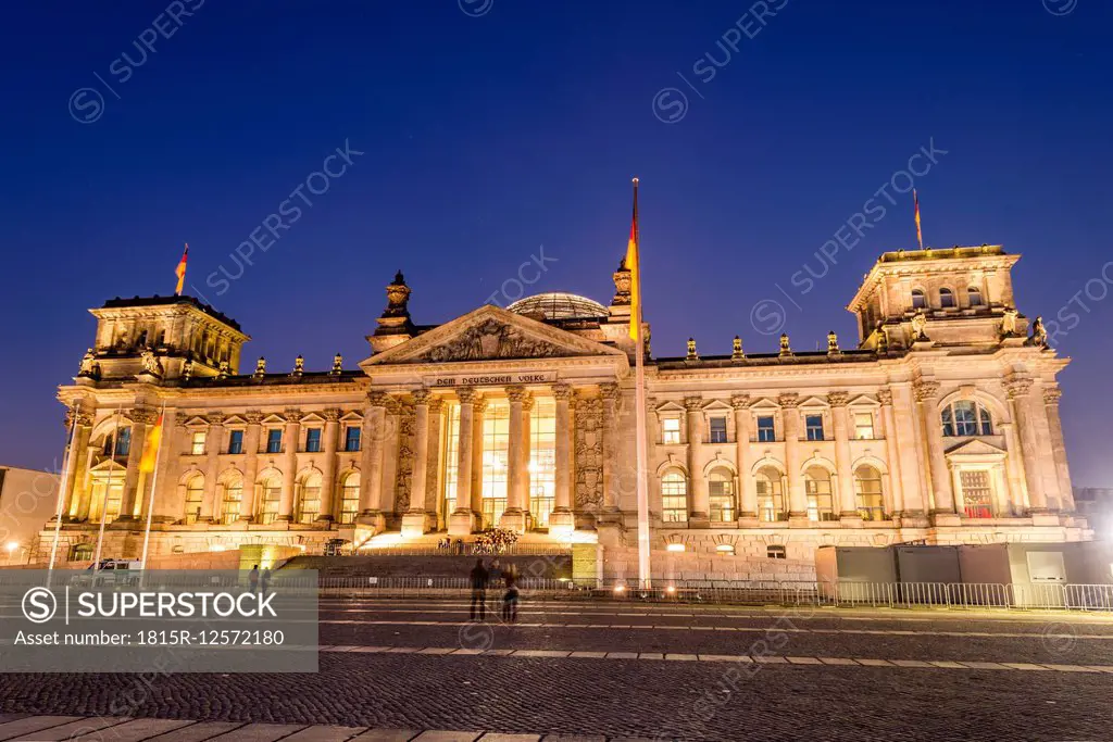 Germany, Berlin, View of Reichstag building at night