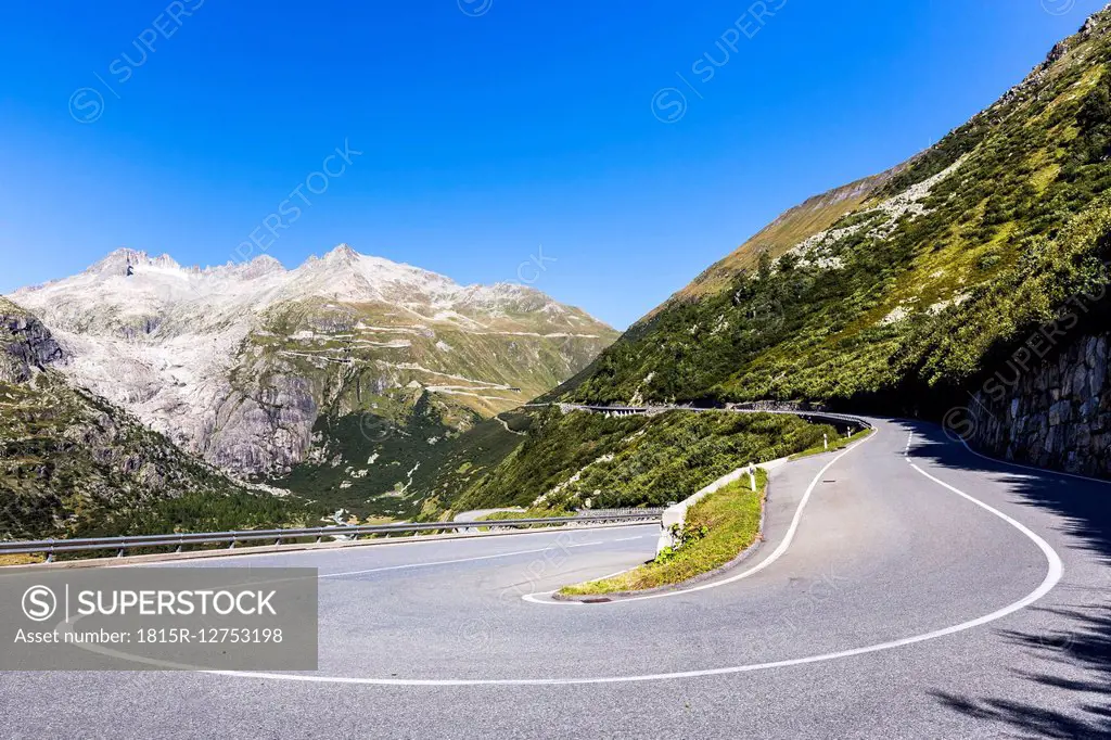 Switzerland, Valais, Rhone glacier and Furka pass