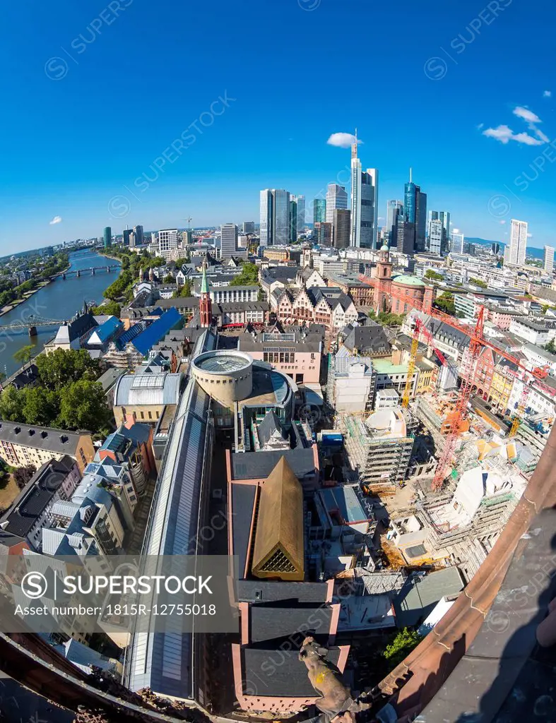 Germany, Hesse, Frankfurt, Cityview, Financial district, wide angle view