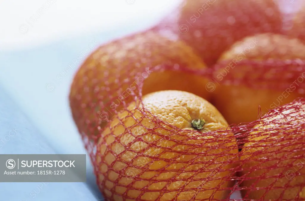 Oranges in net, close up