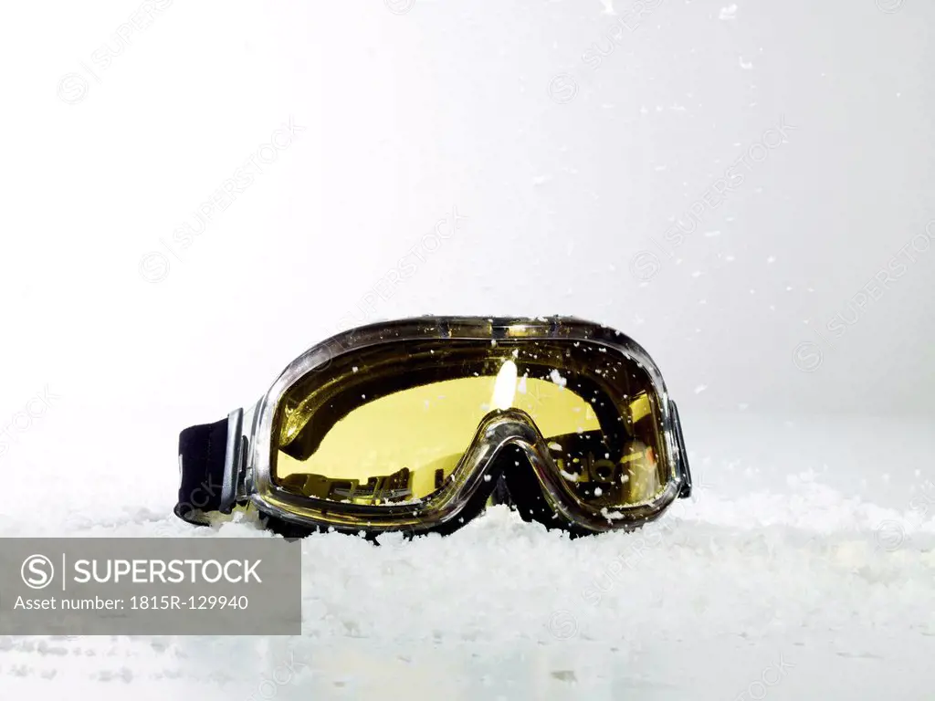 Ski Goggles on ice, close up