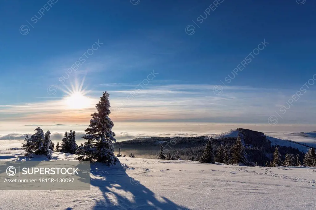 Germany, Bavaria, View from summit of Grosser Arber at Bavarian Forest