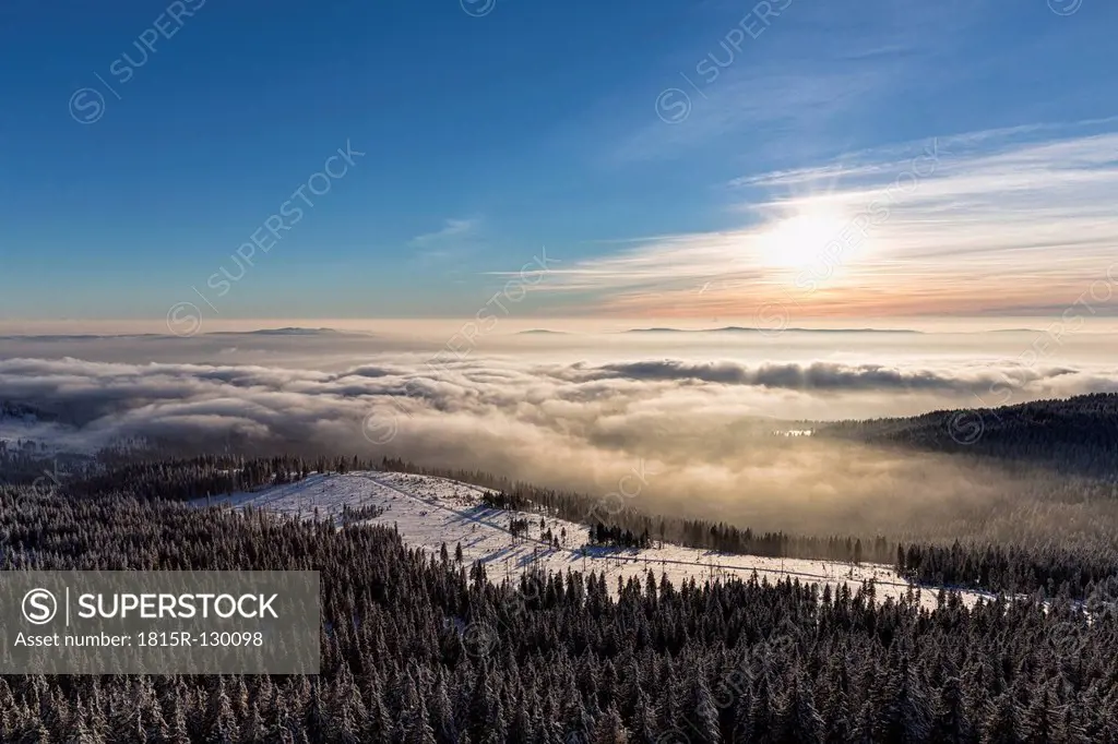 Germany, Bavaria, View from summit of Grosser Arber at Bavarian Forest