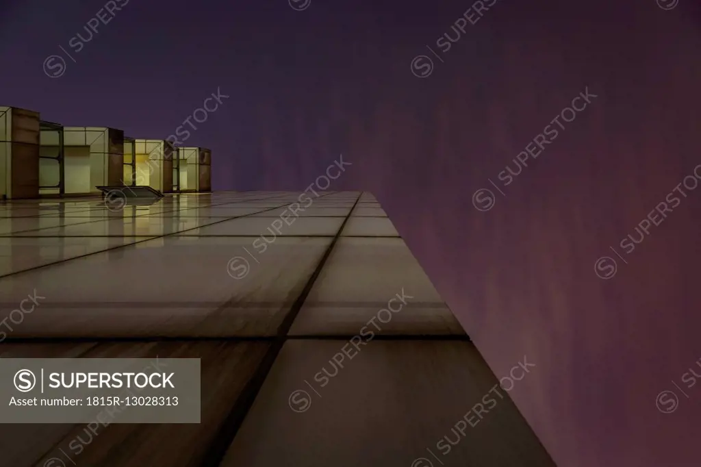 China, Shanghai, worm's eye view of a residential highrise at night