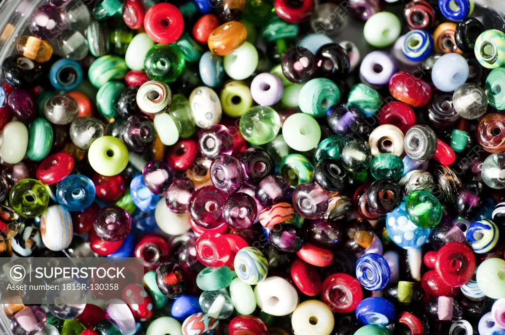 Germany, Bavaria, Variety of glass beads for making jewel