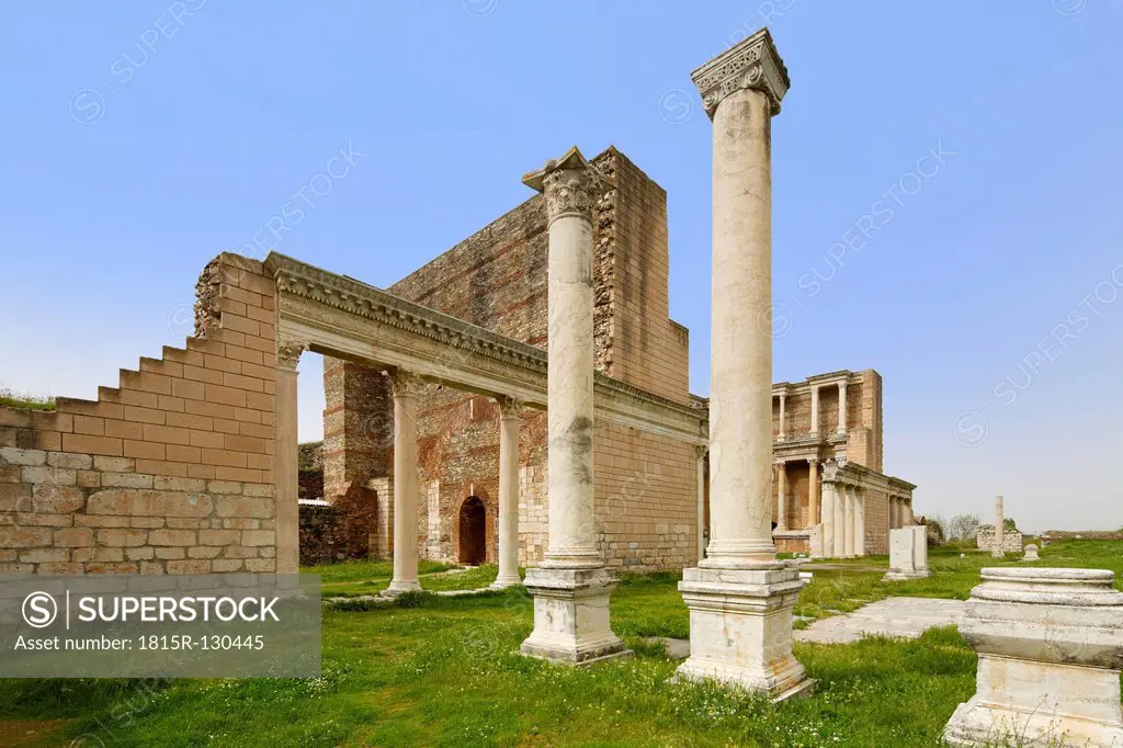 Turkey, Sardis, View of Roman Bath and Gymnasium