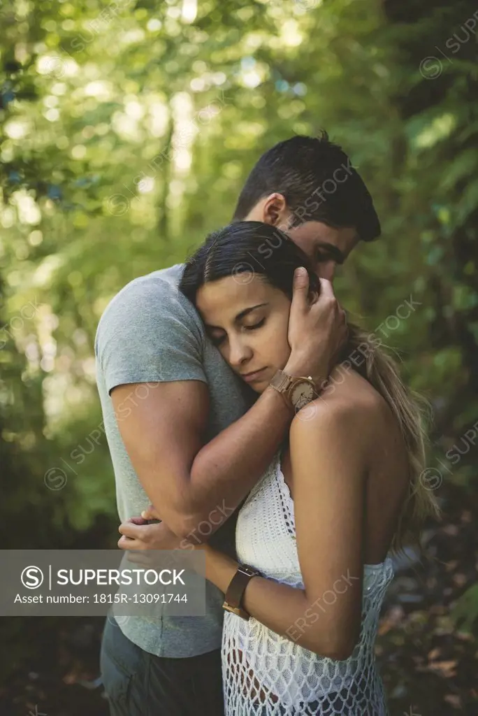 Couple in love in the forest