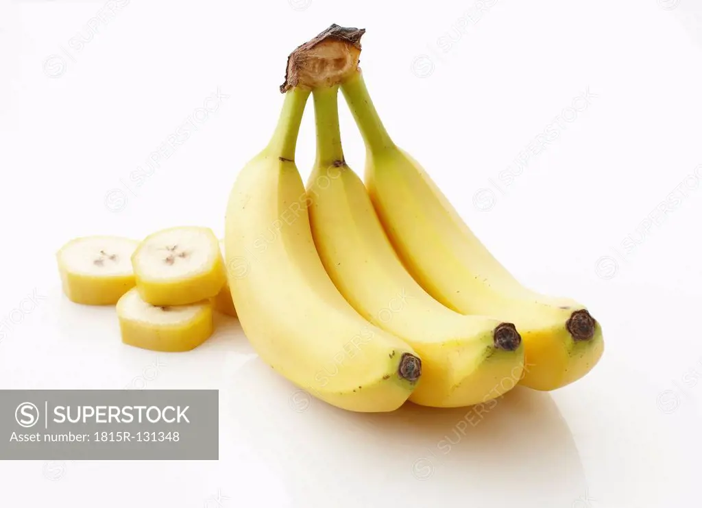 Bananas on white background, close up