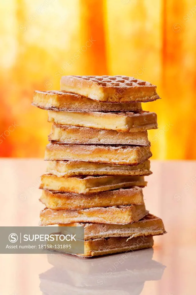 Wafers with icing sugar, close up