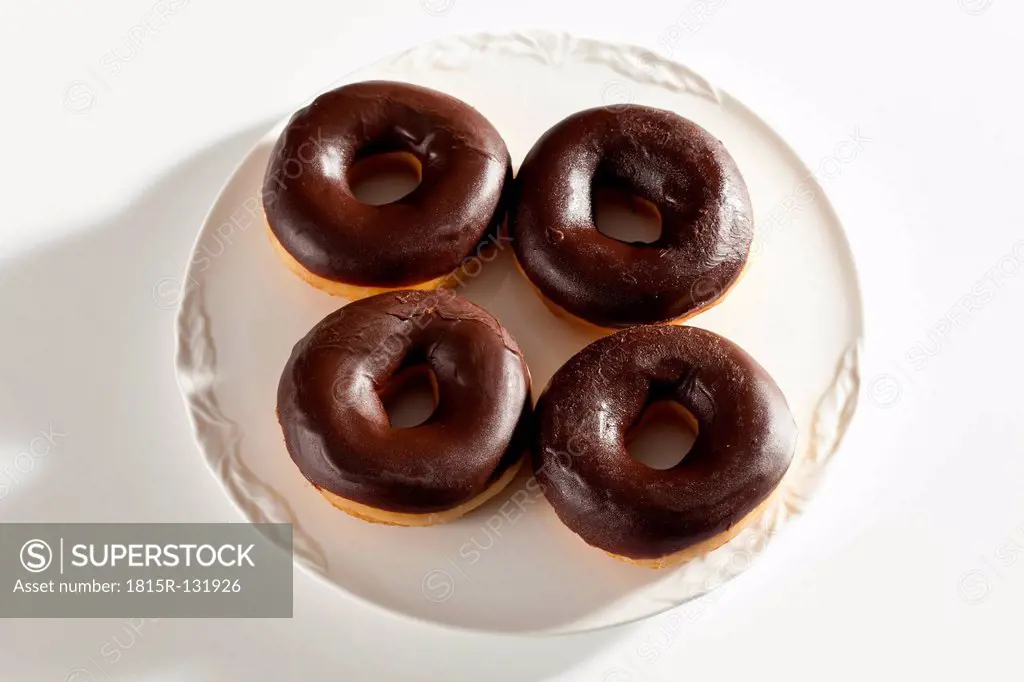 Chocolate covered donut, close up