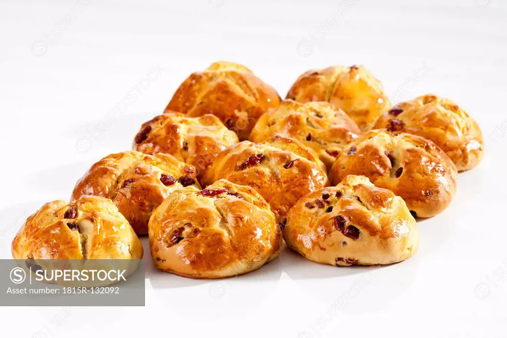 Cranberry scones on white background, close up