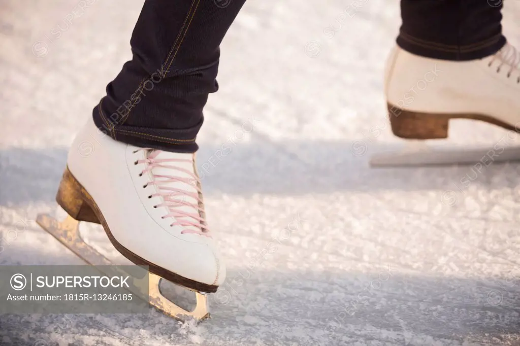 Close-up of woman ice skating