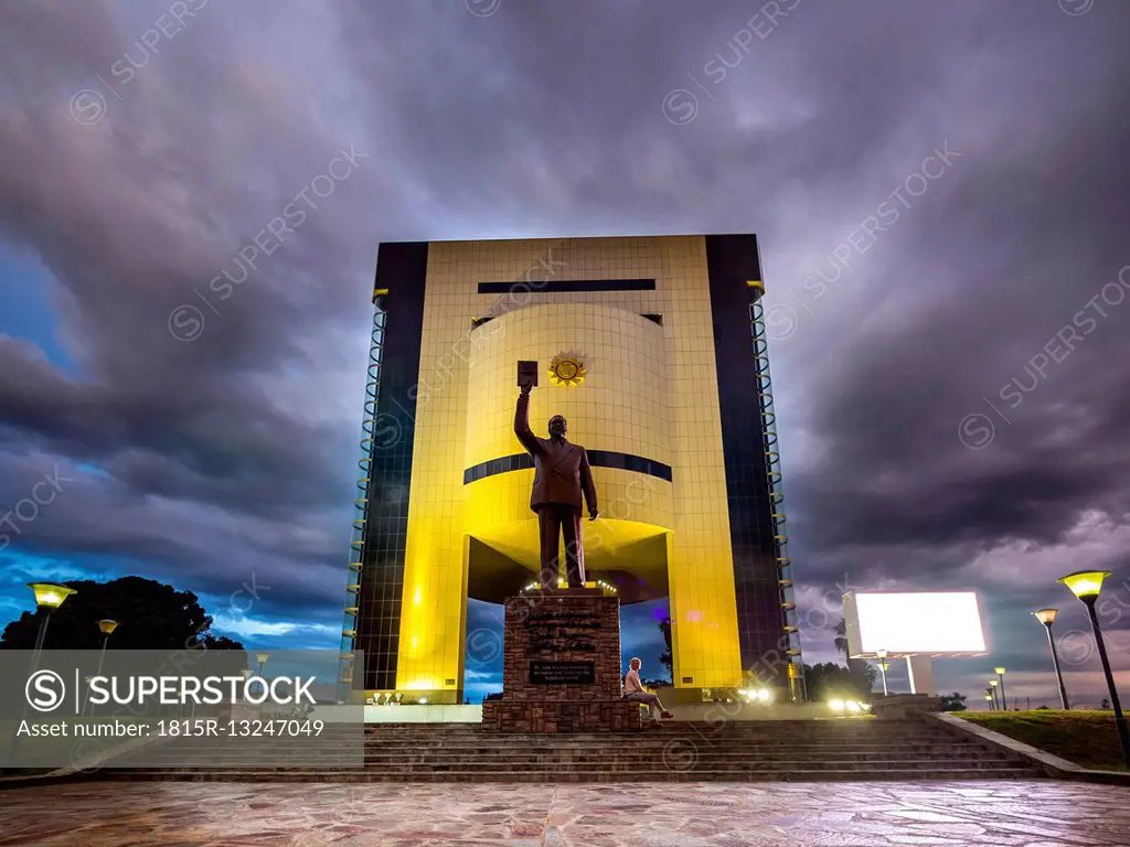 Namibia, Windhoek, Independence Memorial Museum in the evening