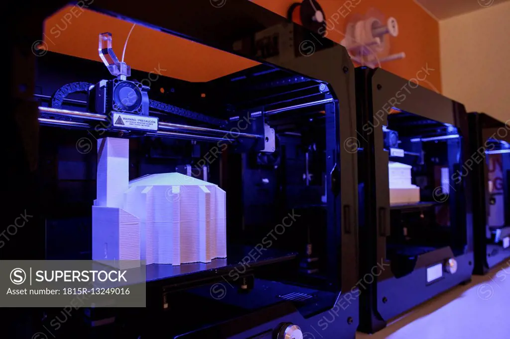3D models being printed in 3d printers