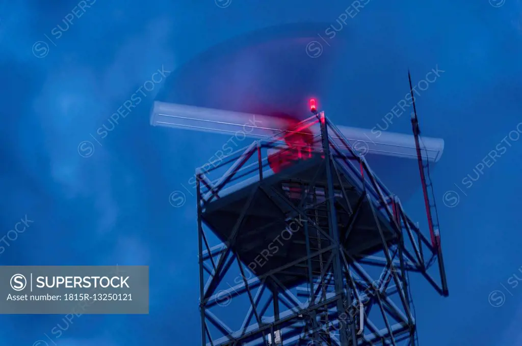 Radar station, weather radar at night