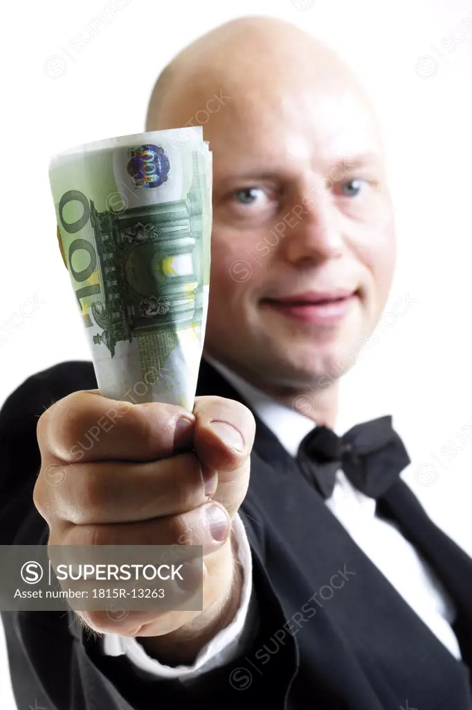 Man showing banknotes