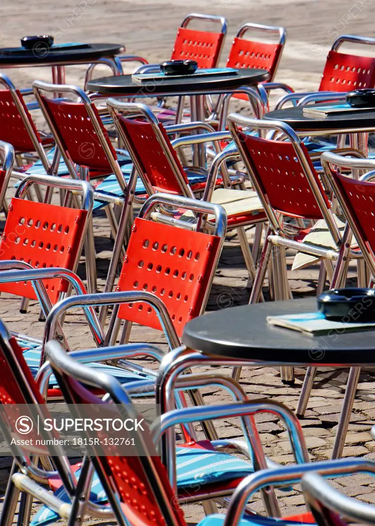 Germany, Empty tables and chairs at Minden