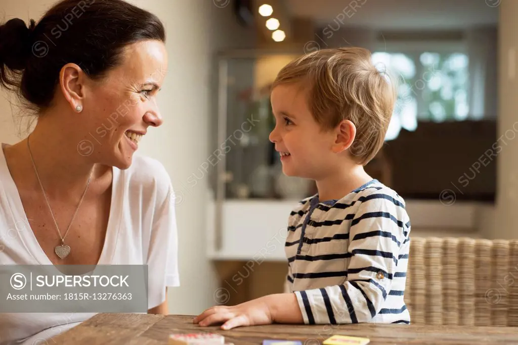 Mother and son at home