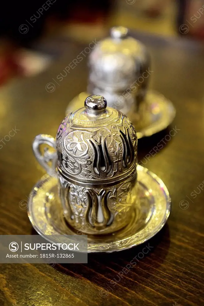 Turkey, Istanbul, Antique utensil on table, close up