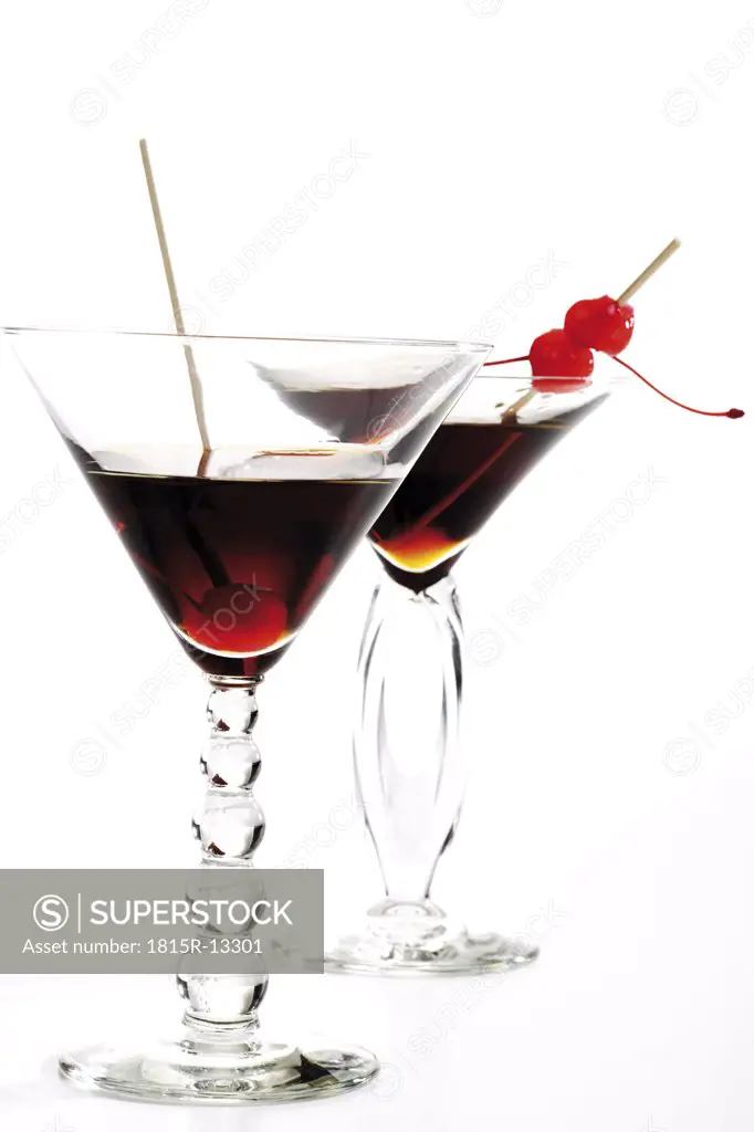 Two Manhattan cocktails