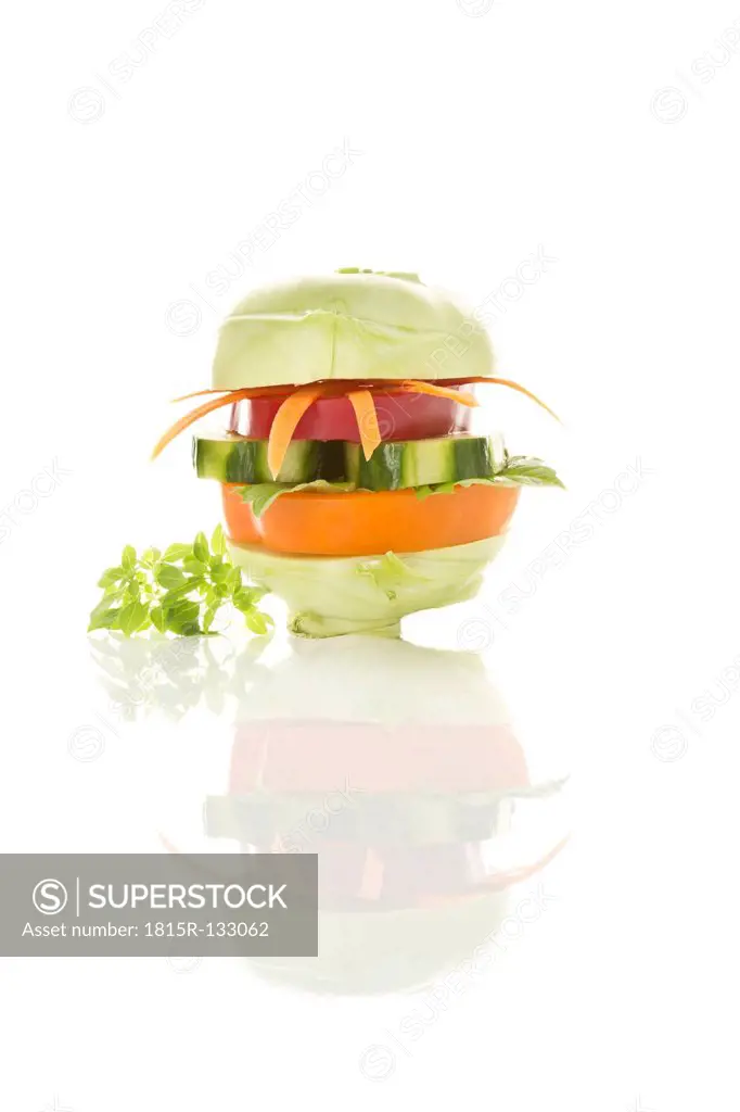 Vegetable burger on white background, close up