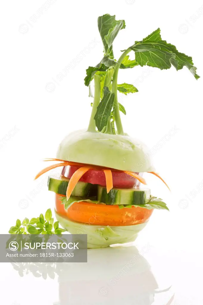 Vegetable burger on white background, close up