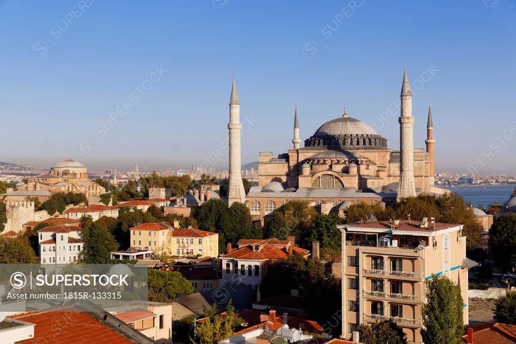 Turkey, Istanbul, View of Hagia Sophia and Hagia Irene