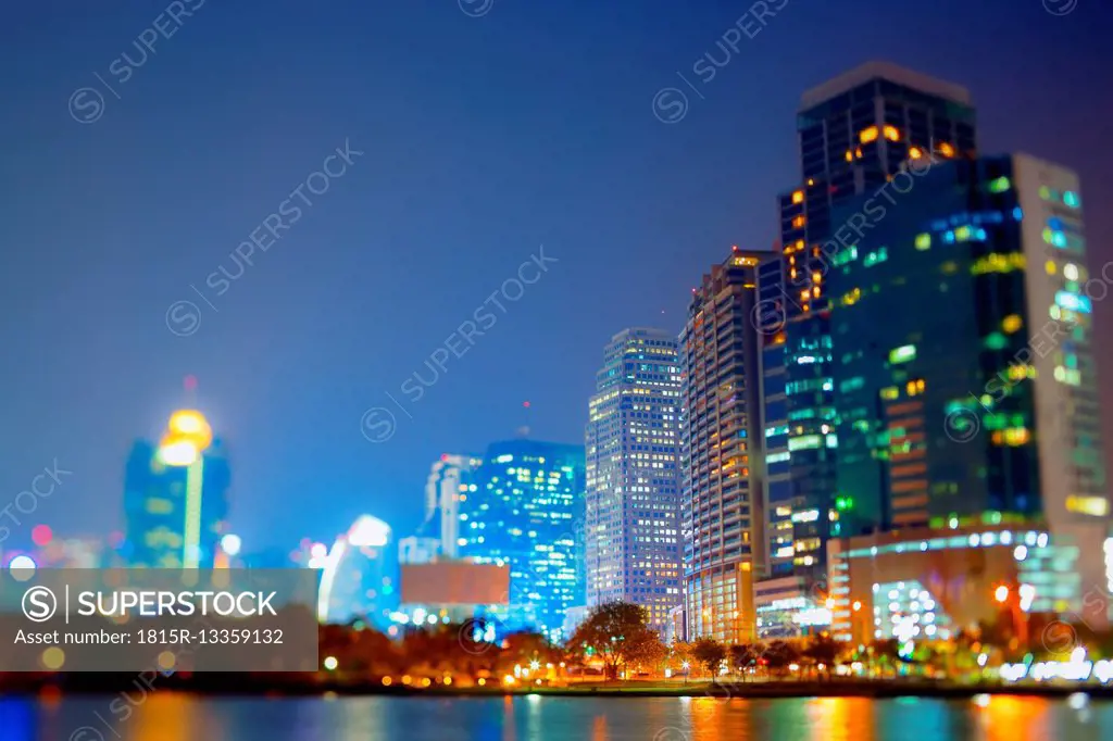 Thailand, Bangkok, view of skyline at twilight