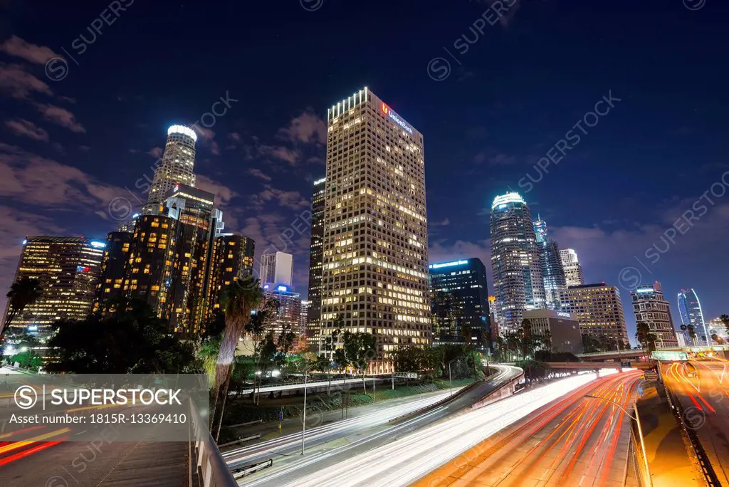 USA, California, Los Angeles, downtown at night