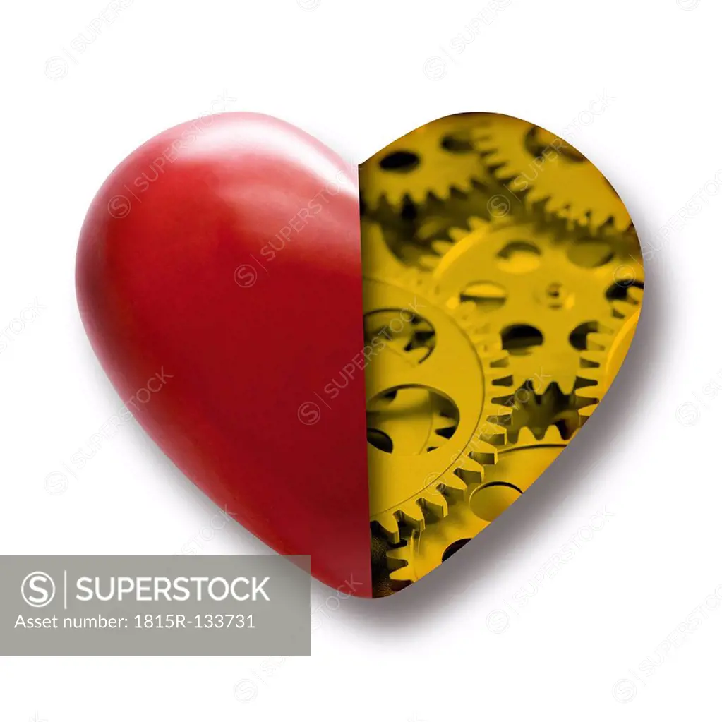 Heart shape with gear wheels, close up