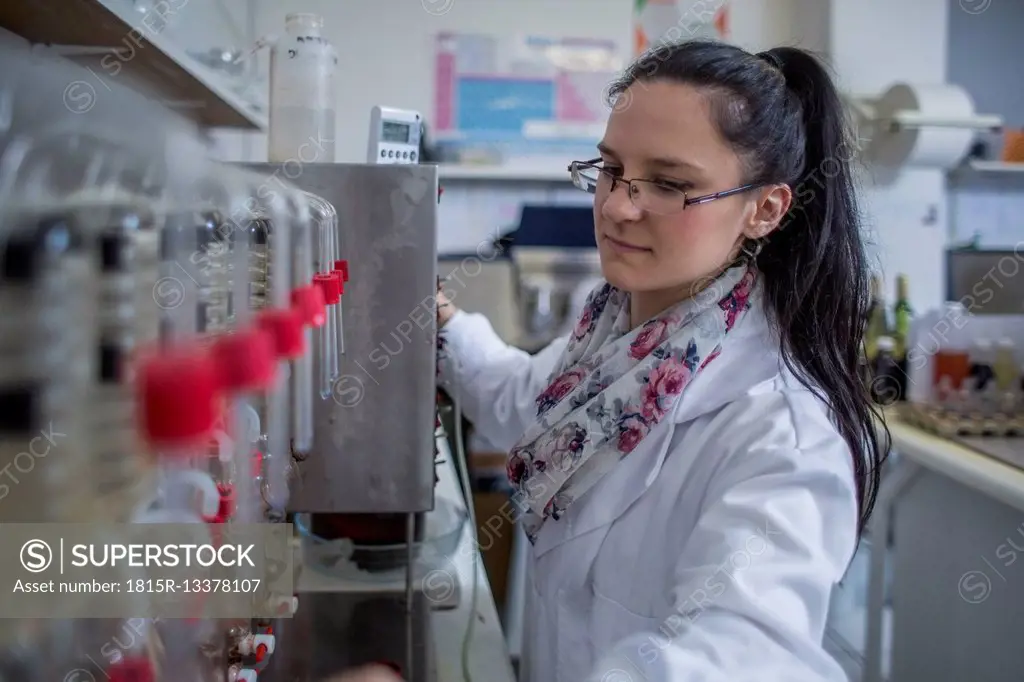 Young woman working in lab