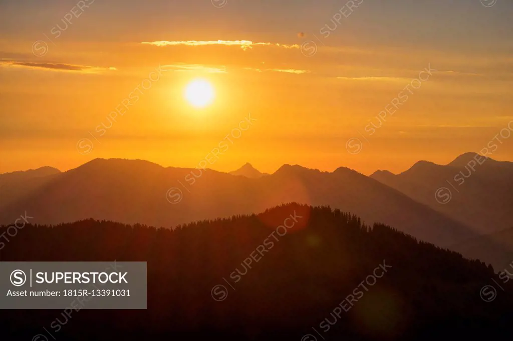 Germany, Bavaria, Allgaeu, Sunrise at the Riederberger Horn