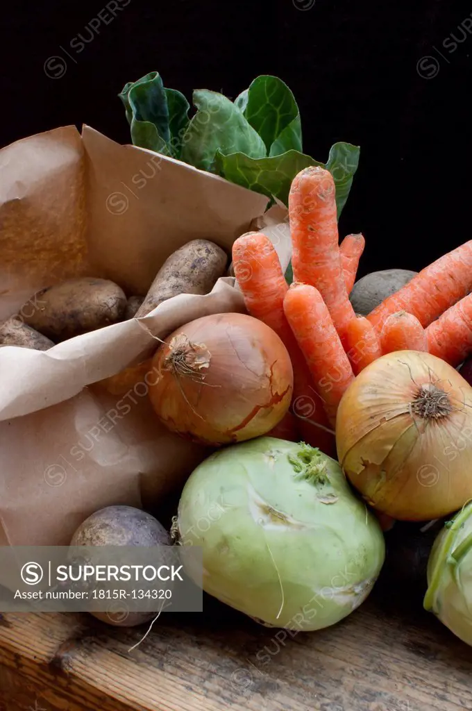 Vegetables on wooden surface