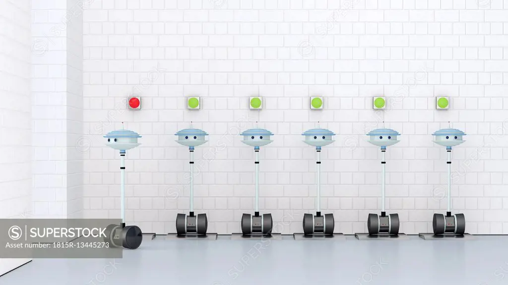 Robots recharging at charging station