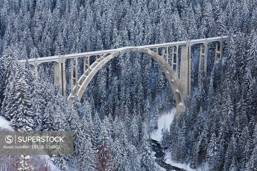 Switzerland, View of Langwieser Viaduct bridge