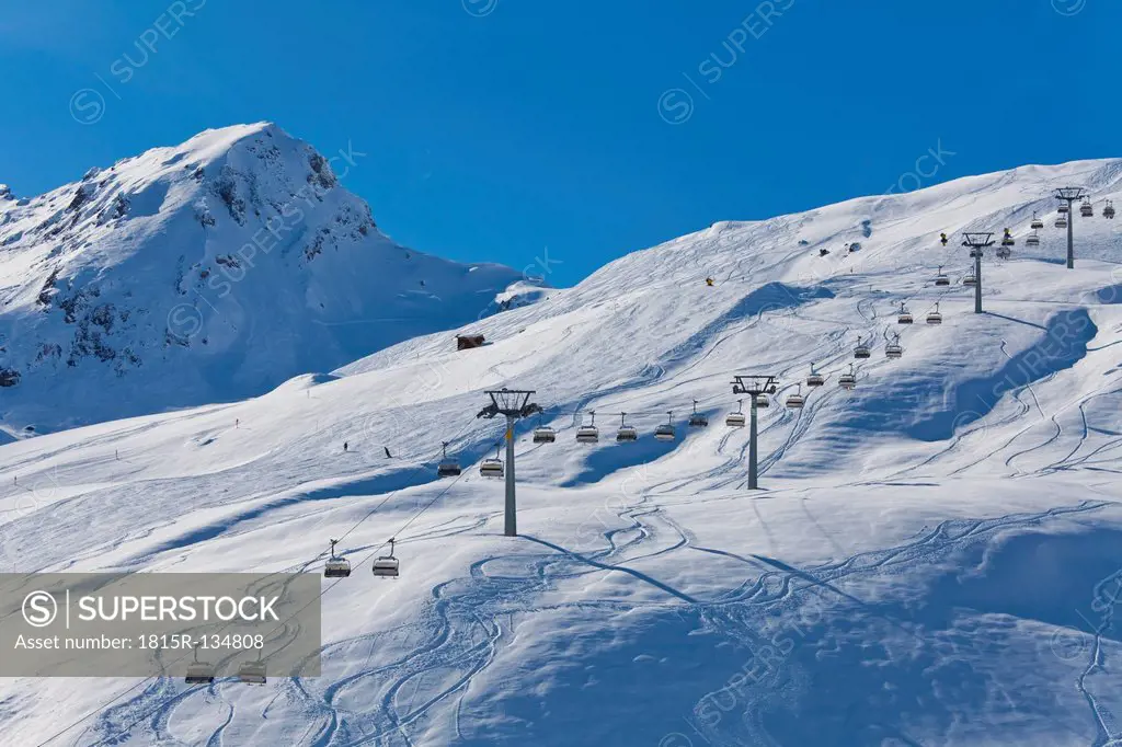 Switzerland,Carmenna, view of ski chair lift