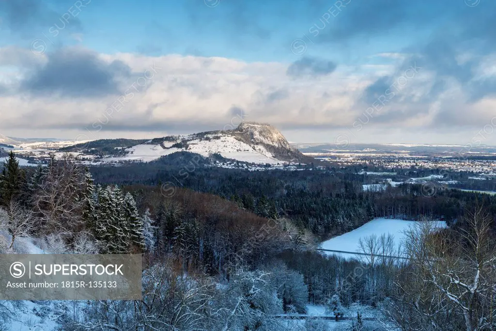Germany, Baden Wuerttemberg, Constance, Volcanic cone in snow