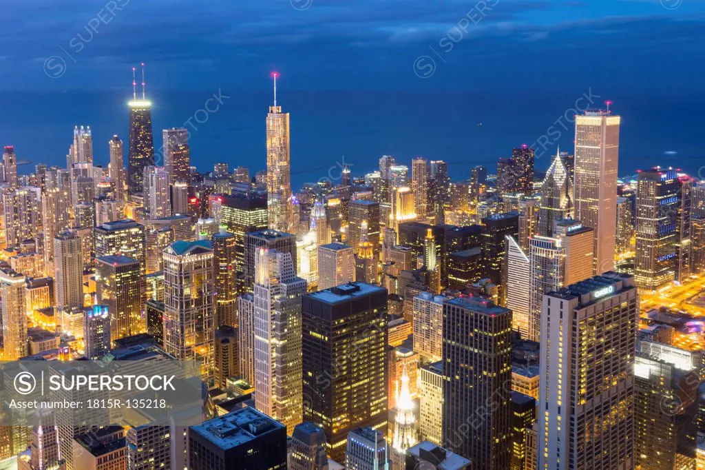 USA, Illinois, Chicago, View from Willis Tower towards Lake Michigan