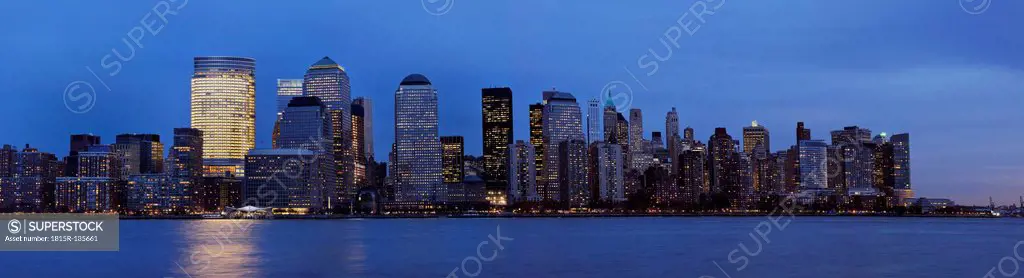 USA, New York State, New York City, View of Lower Manhattan with Hudson river