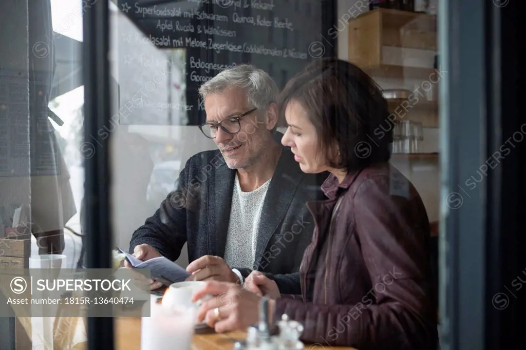 Mature couple in a cafe
