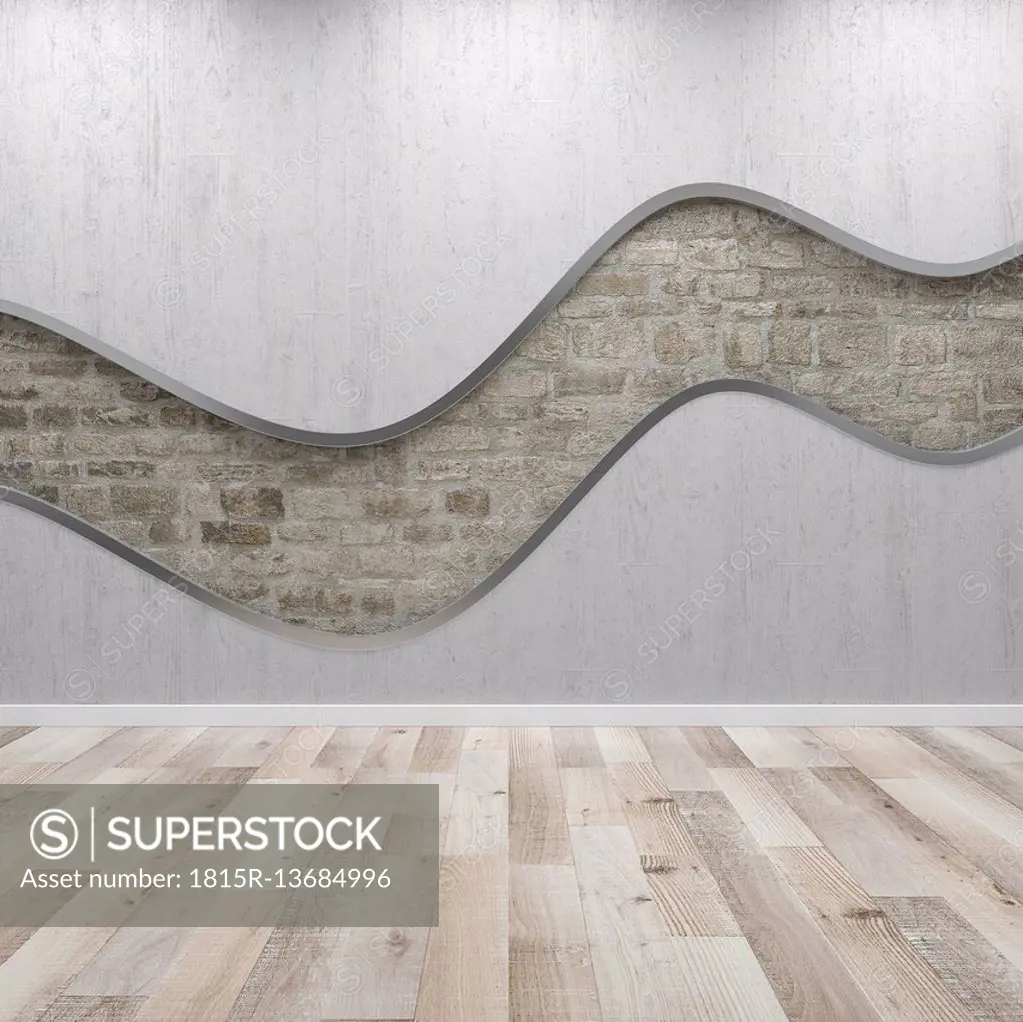 Concrete wall with wavy structure, 3d rendering