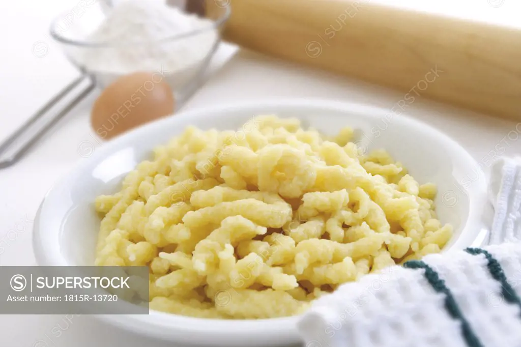 Typical german pasta on plate, close-up