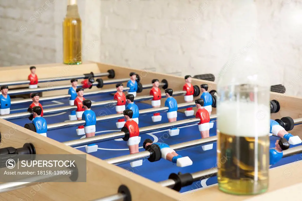Tablefootball with beer bottles