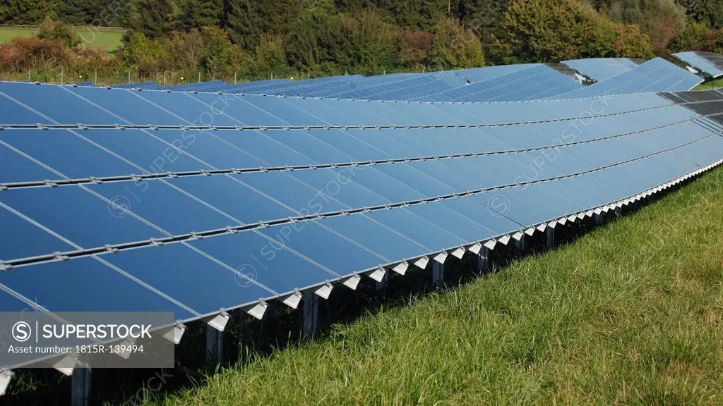 Germany, Bavaria, Solar panels on grass