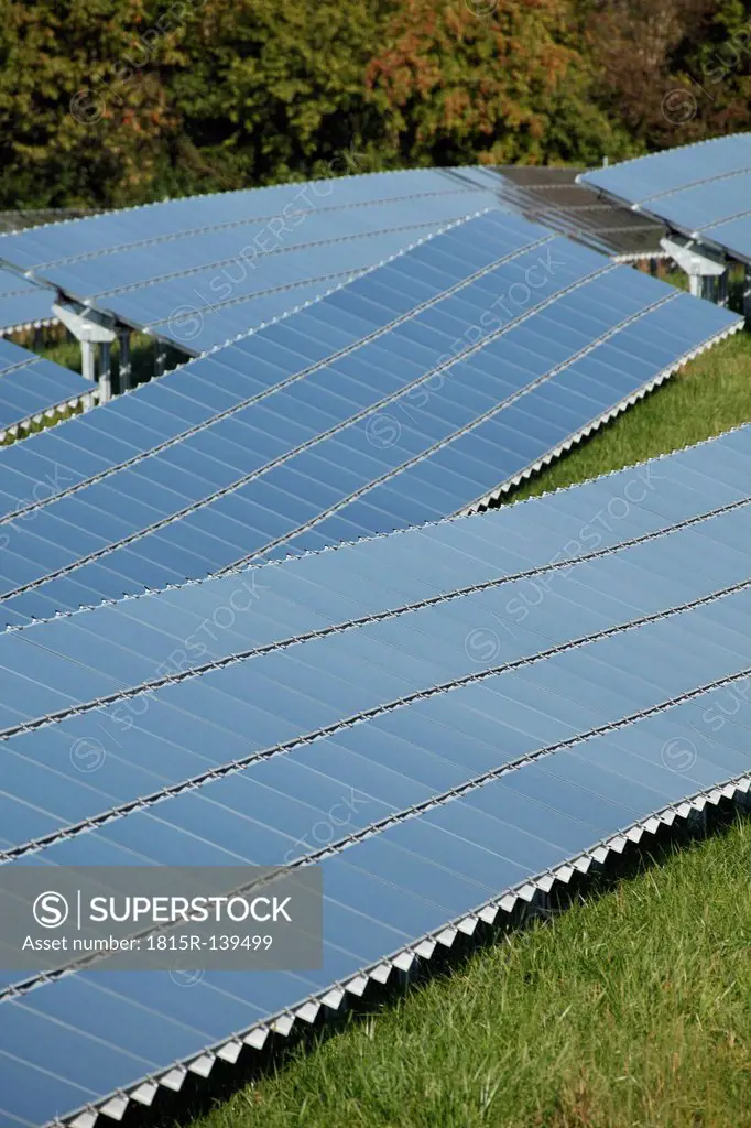 Germany, Bavaria, Solar panels on grass